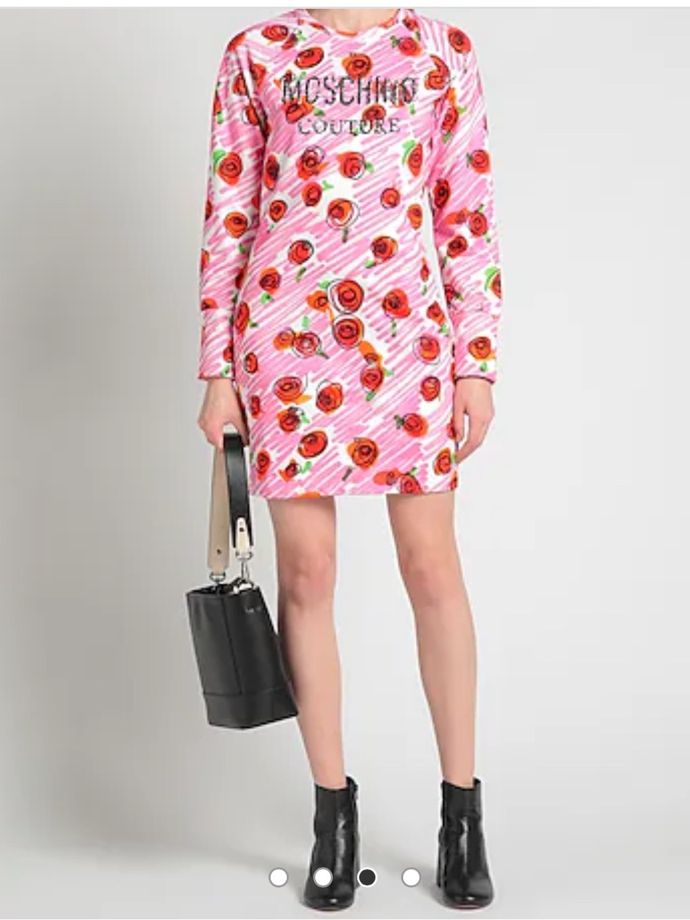 Moschino Couture Floral Logo Long-Sleeve Mini Dress